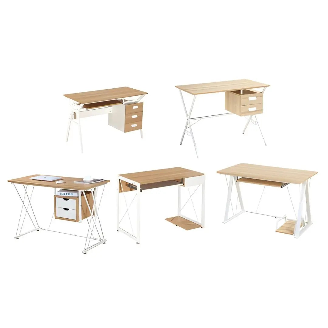 Modern Home Office Desk Study Table with Storage / Keyboard Tray - Multiple Models Available Grandeur Furnishings