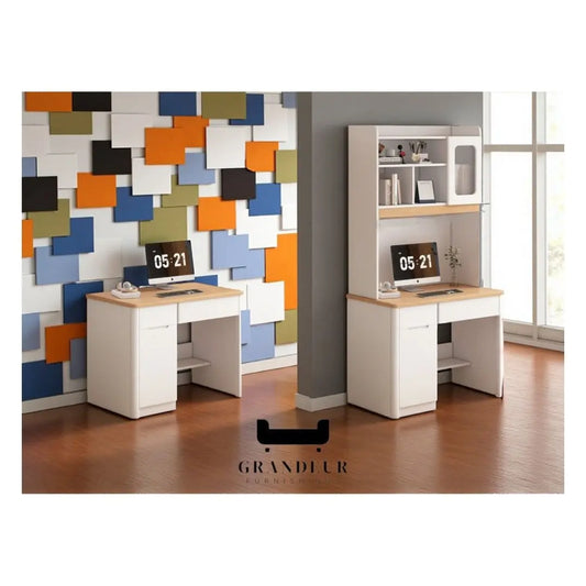 Study Table with Maple Wood Top & Matte White Base - Multiple Sizes Available Grandeur Furnishings