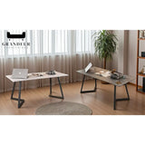 White and grey study tables with angled black legs