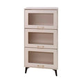 Low white storage chest with three inset fronts