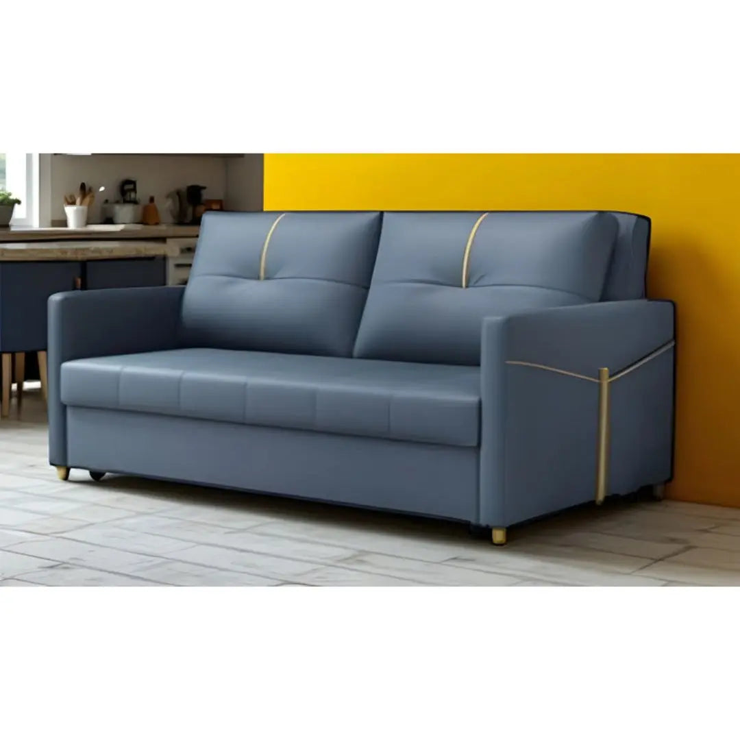 Versatile Sofa Bed with Gold Accents – Available in Blue, Teal, and Grey Grandeur Furnishings
