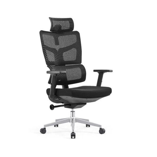 Ergonomic Office Chair with 2D Mesh Headrest, Adjustable Armrests & Chrome Plated Base Grandeur Furnishings