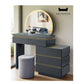 Modern LED Dressing Table with Mirror and Storage - Matte Dark Grey Finish Grandeur Furnishings