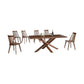 Elegant Walnut Solid Wood Dining Table Set 1+6 with X-Leg Grandeur Furnishings