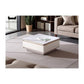 Elegant Microcrystalline Glass Coffee Table with Glossy White & Khaki Grey Finish Grandeur Furnishings