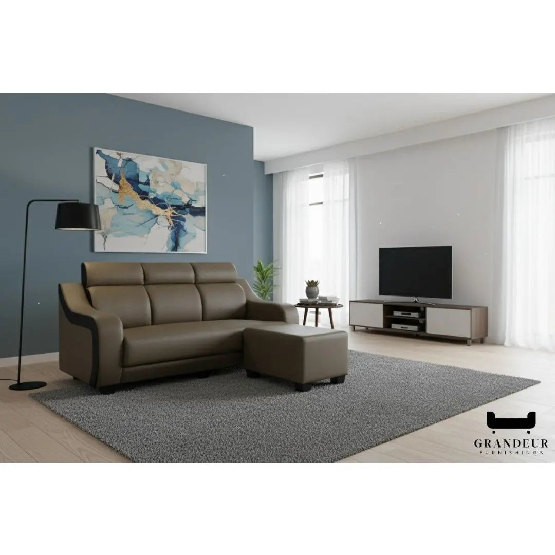 Luxury 3-Seater Sofa with Ottoman Foot Stool Grandeur Furnishings
