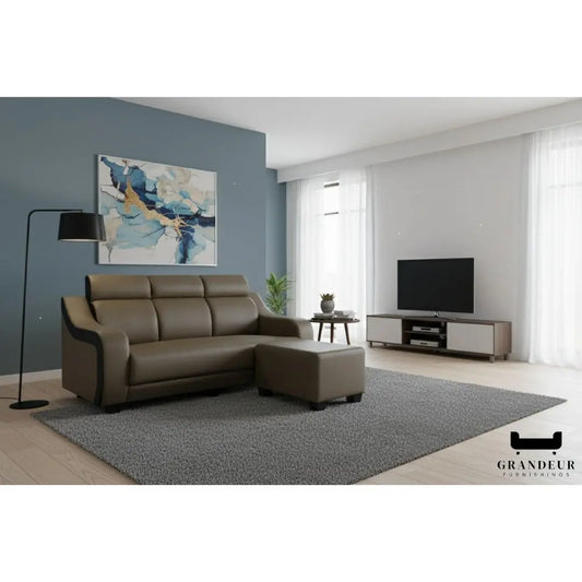Luxury 3-Seater Sofa with Ottoman Foot Stool Grandeur Furnishings