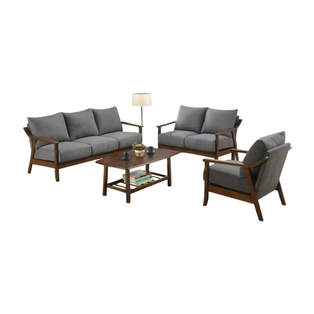 Velvet Fabric Sofa Set with Solid Wood Frame Grandeur Furnishings