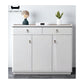 Glossy Shoe Cabinet with Glass Top Grandeur Furnishings