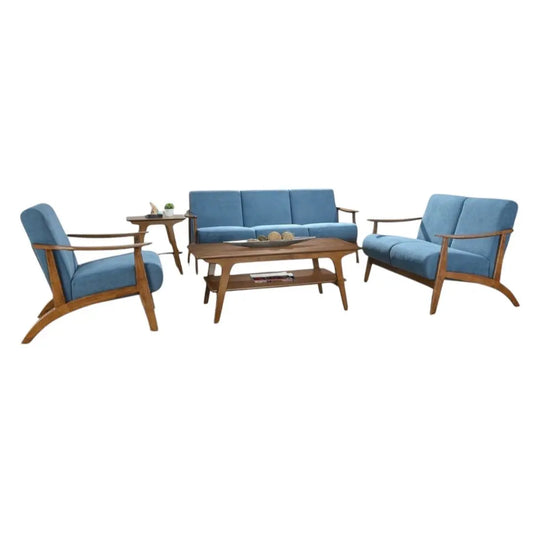 Elegant Wooden Sofa Set with Soft Velvet Upholstery Grandeur Furnishings