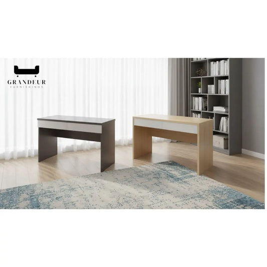 Sleek and Modern Study Table in Dark Grey and Maple - Stylish Design, Ideal for Any Workspace Grandeur Furnishings