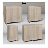 Light wood-look shoe cabinet range in four widths