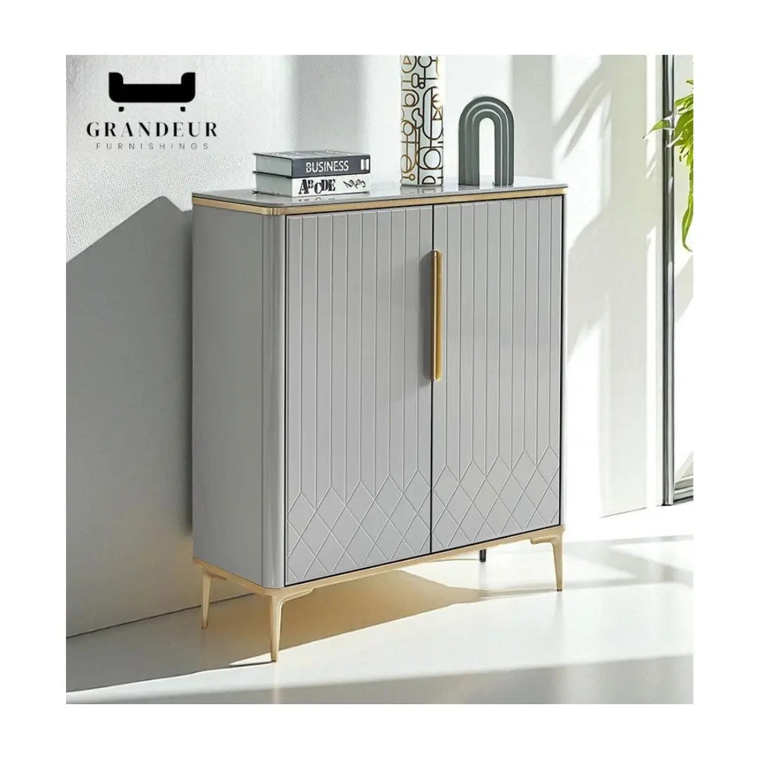Elegant and Stylish Shoe Cabinet with Sintered Stone Top | Available in 2 Sizes and Colour Grandeur Furnishings