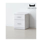 Modern 2-Drawer Bedside Table in White & Grey Finish Grandeur Furnishings