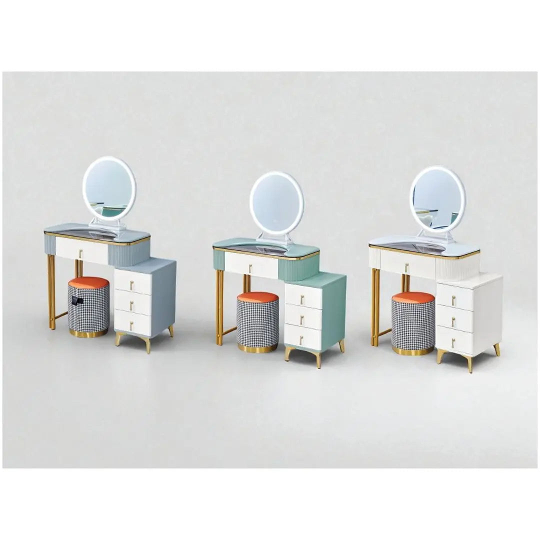 Dressing Table with Mirror and Storage (Green, Grey, and White Options) Grandeur Furnishings