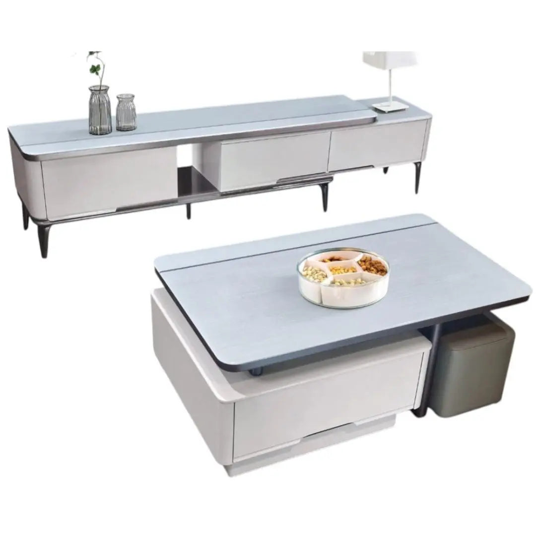 Extendable TV Console & Coffee Table Set Grandeur Furnishings