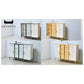 Elegant Side Cabinet with LED Lights & Sintered Stone Top – Modern Design with Glass Doors & Brass Accents Grandeur Furnishings
