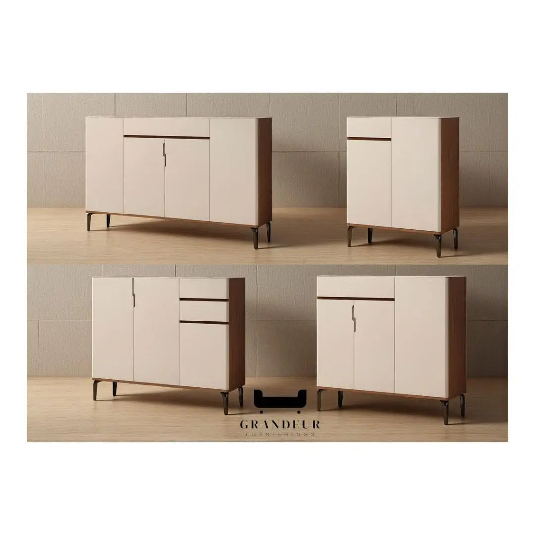 Modern Shoe Cabinet with Microcrystalline Glass Top in Multiple Sizes Grandeur Furnishings