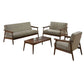 Elegant Wooden Sofa Set with Velvet Fabric Grandeur Furnishings