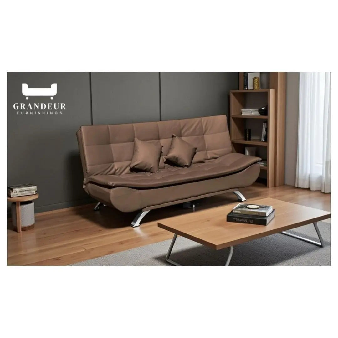 Convertible Sofa Bed in PU Leather for Modern Living Spaces Grandeur Furnishings
