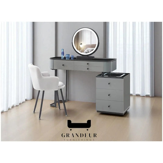 Dressing Table with LED Mirror and Built-in Charger Vanity Set Grandeur Furnishings