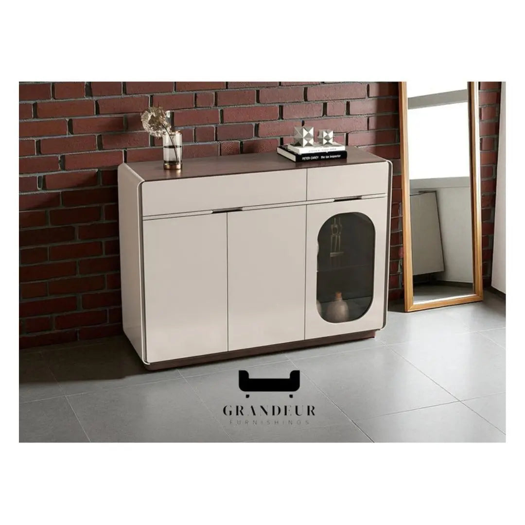 Side Cabinet with Wood Veneer Top Grandeur Furnishings