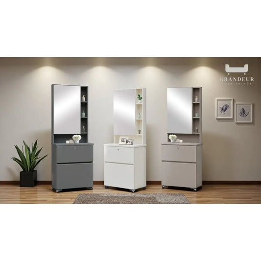 Dressing Table with Vanity Mirror & Storage Shelves Elegant Make Up Table Grandeur Furnishings