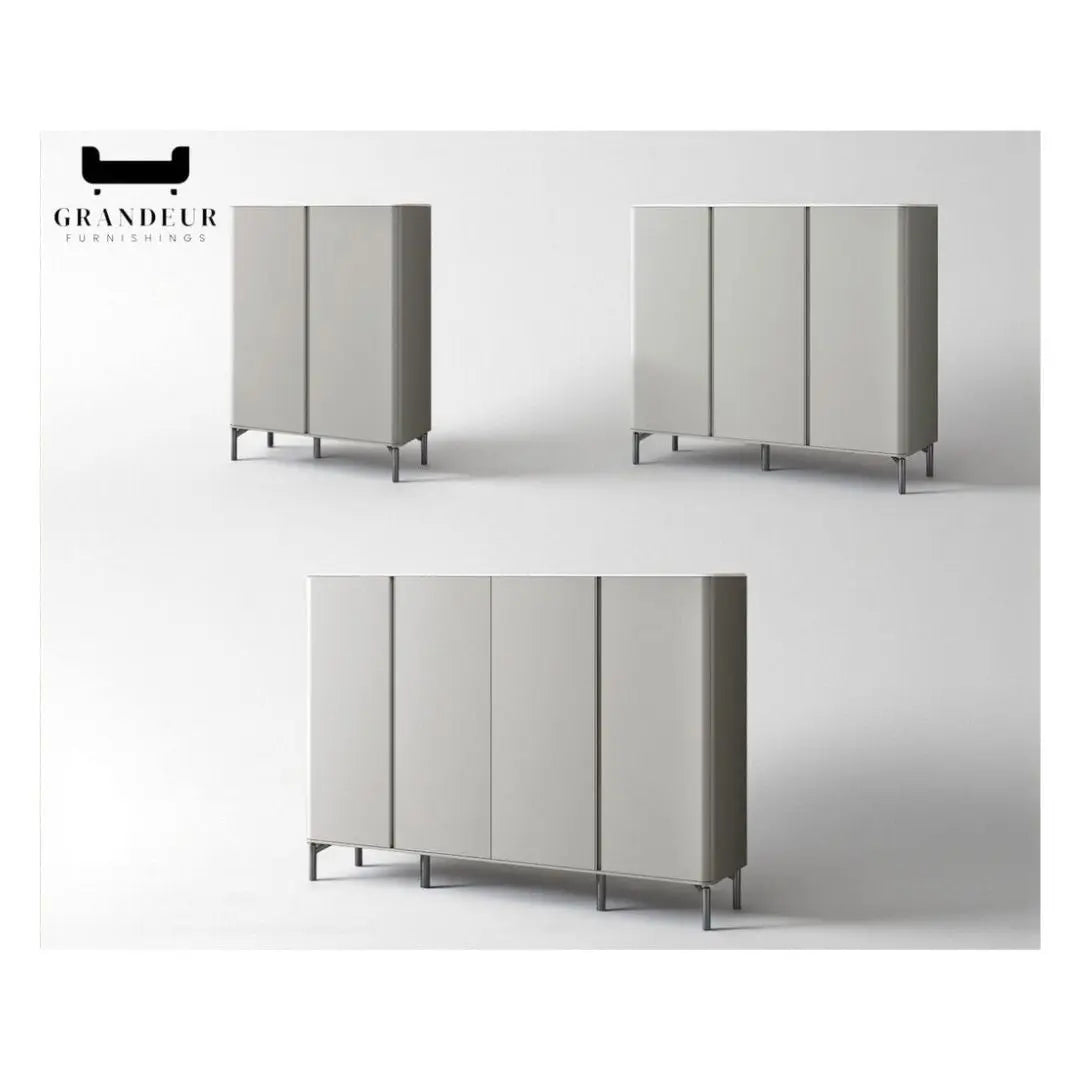 Modern Microcrystalline Glass Shoe Cabinet - Multiple Sizes in Light Grey Grandeur Furnishings