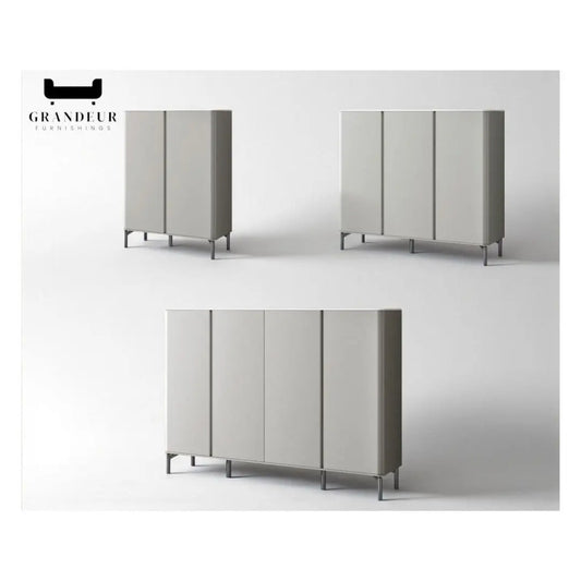 Modern Microcrystalline Glass Shoe Cabinet - Multiple Sizes in Light Grey Grandeur Furnishings