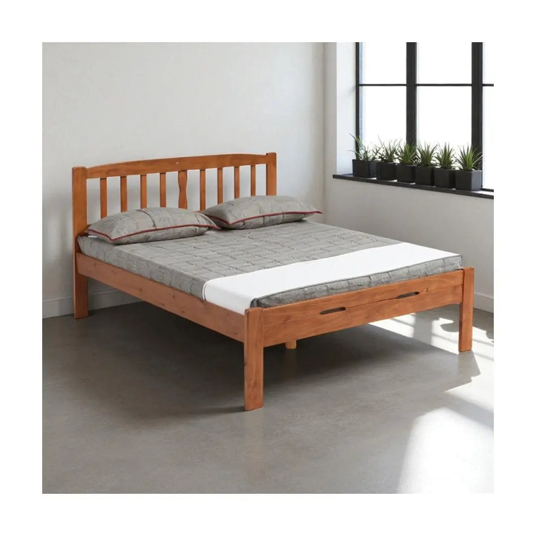 Sturdy Wooden Bed with Strong Central Support Beam Grandeur Furnishings