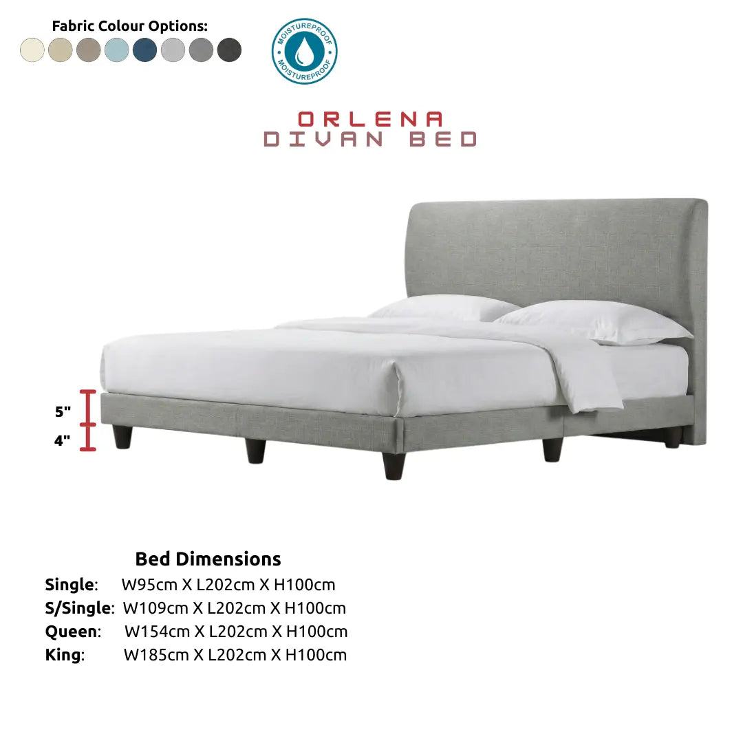 Orlena Fabric Divan Bed Frame Grandeur Furnishings