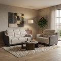 Beige Lusso sofa set with contrasting sides in a living room