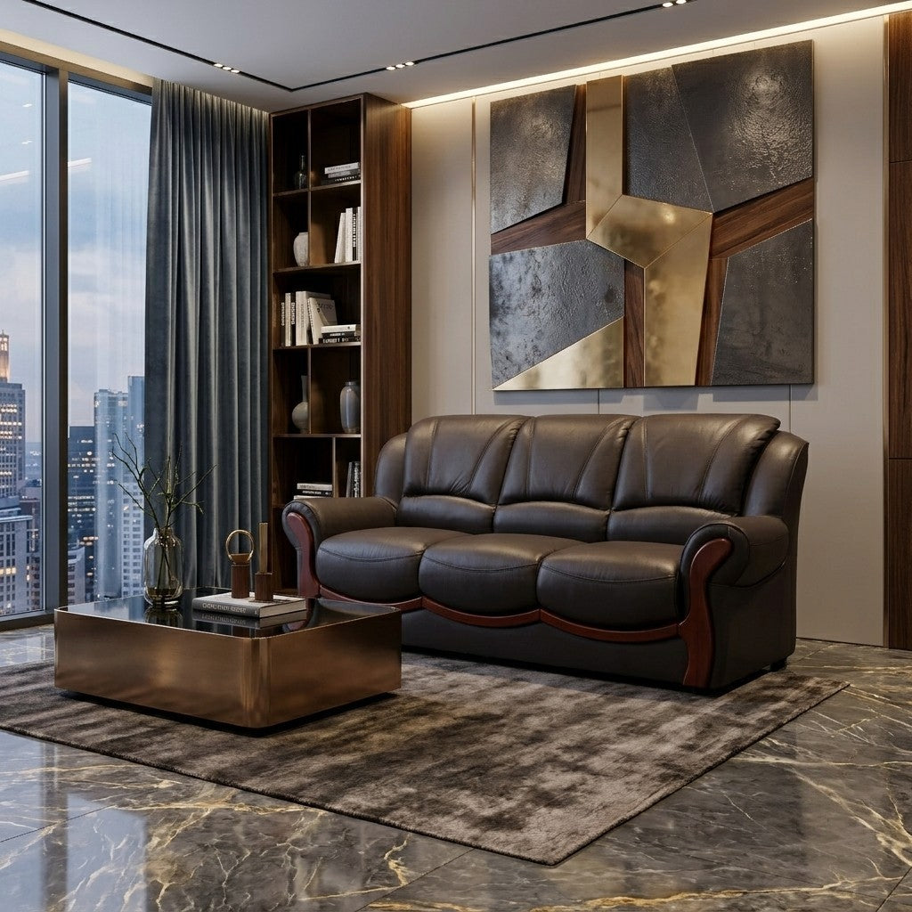 ICON Half Leather Sofa Set | Premium 1, 2, 3 Seater Luxury Living Room Couch