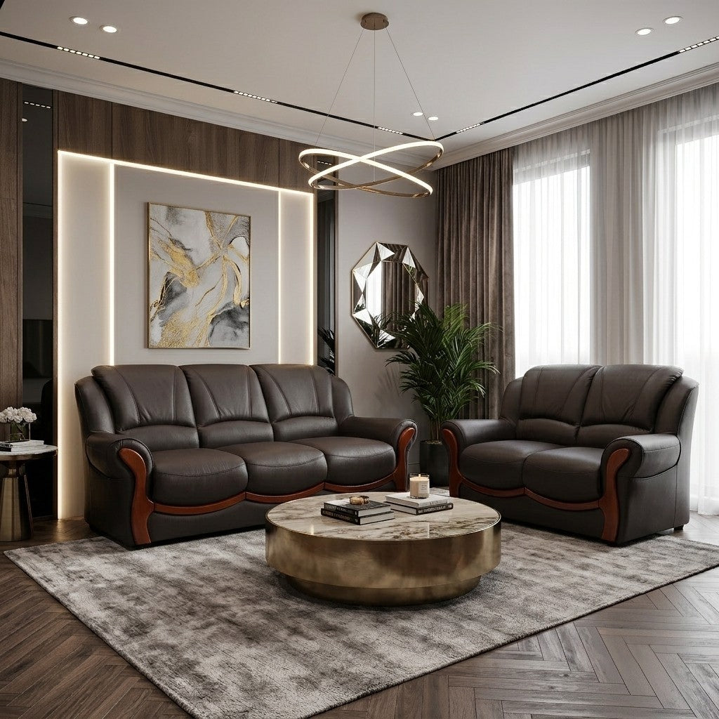 ICON Half Leather Sofa Set | Premium 1, 2, 3 Seater Luxury Living Room Couch