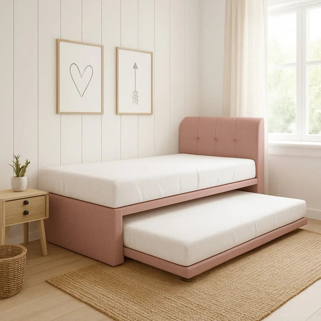 Alvera 2-in-1 Pull Out Bed Frame | Modern Upholstered Bed with Slide-Out Bed Grandeur Furnishings