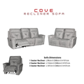 Cove recliner sofa configurations with dimensions