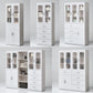 Multi-Storage Book Cabinet with Glass Doors & Drawers – White Finish Grandeur Furnishings