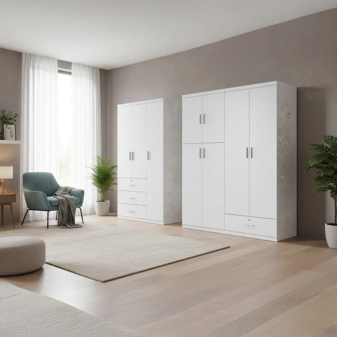 Modern White Wardrobe Collection Grandeur Furnishings