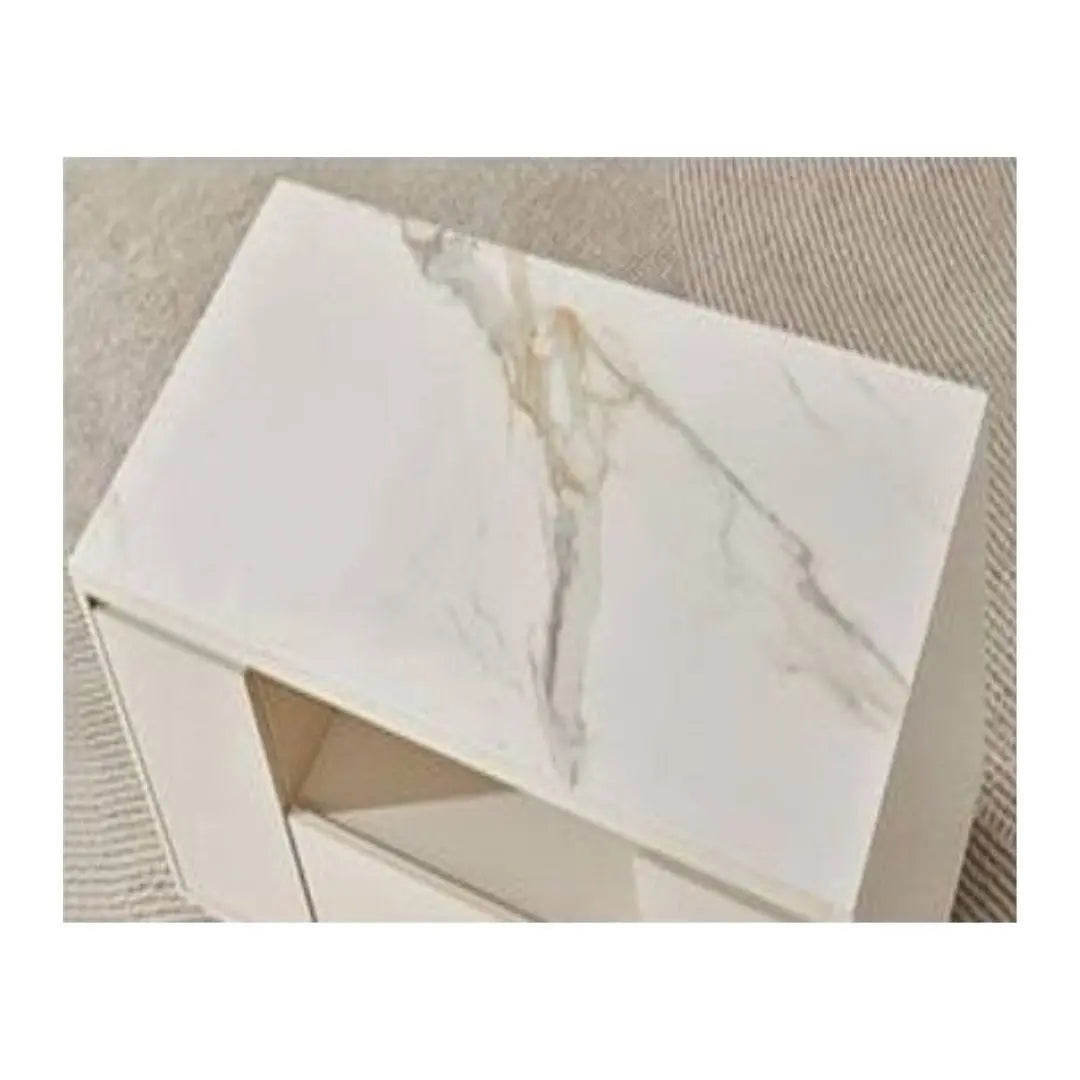 Modern Gloss Snow White Coffee Table with Off-White Storage Grandeur Furnishings
