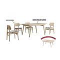 Light wood-look dining table set with extension inset and dimensions
