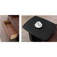 Modern Matte Brown & Black Coffee Table with Phenolic Wood Grain Glass Top Grandeur Furnishings