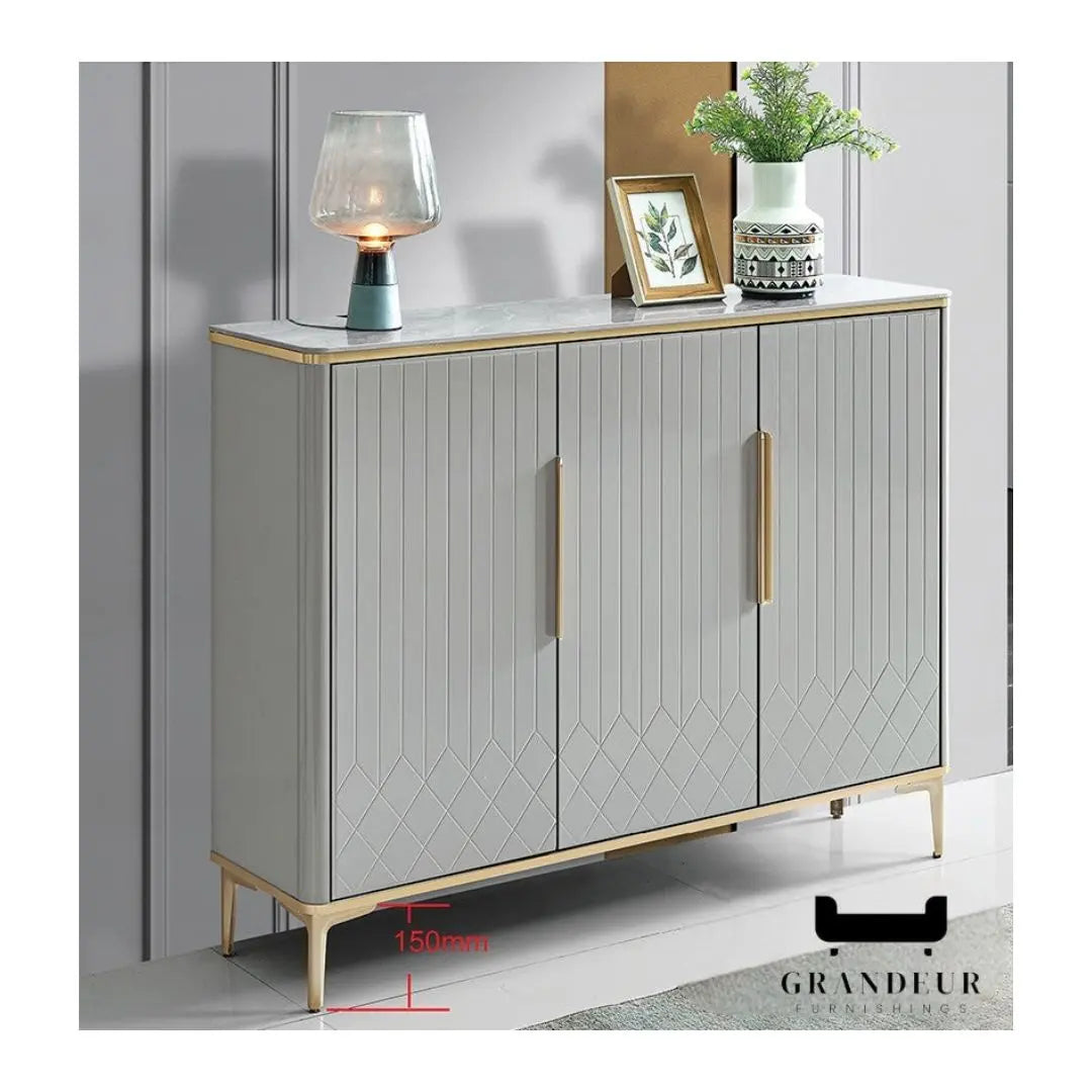 Elegant and Stylish Shoe Cabinet with Sintered Stone Top | Available in 2 Sizes and Colour Grandeur Furnishings