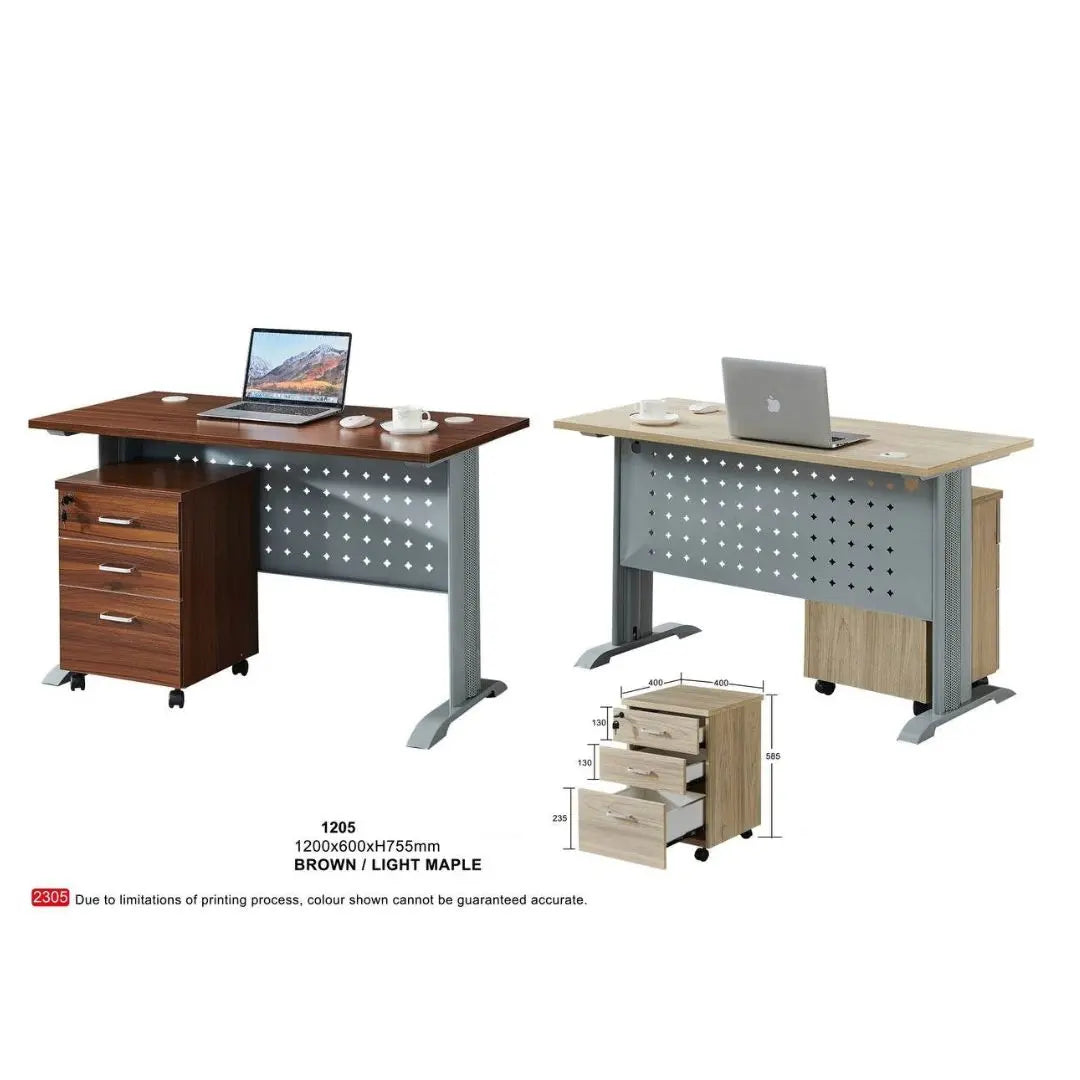 Modern Laptop Desk Study Table with Storage Drawer in Light Maple and Brown Finishes Grandeur Furnishings