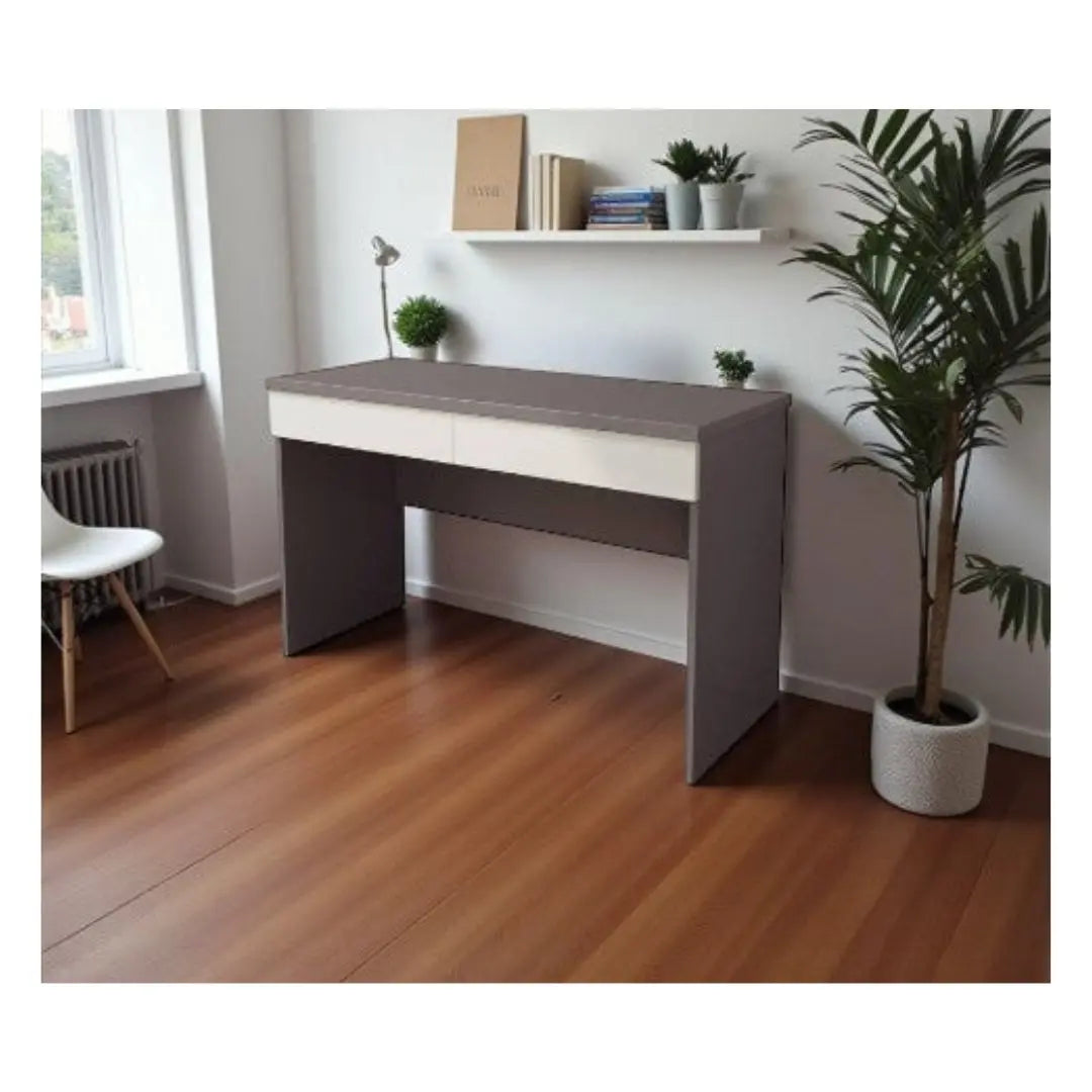 Sleek and Modern Study Table in Dark Grey and Maple - Stylish Design, Ideal for Any Workspace Grandeur Furnishings