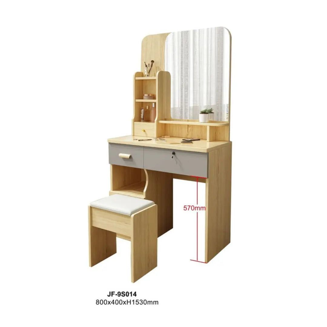 Wooden Dressing Table Set with Vanity Mirror & Make Up Storage Grandeur Furnishings
