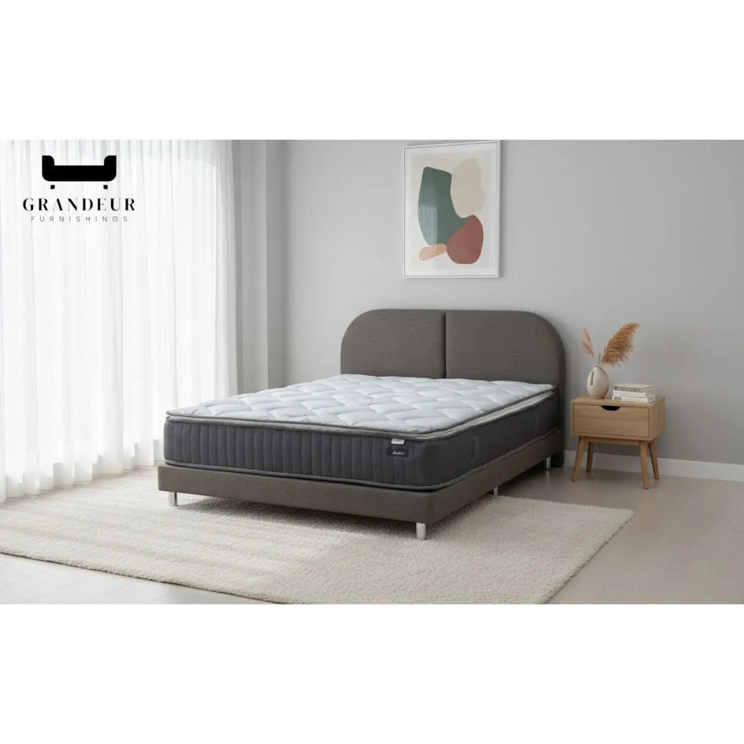 Dreamster Stardust Mattress with Oscar Fabric Bedframe Set Grandeur Furnishings