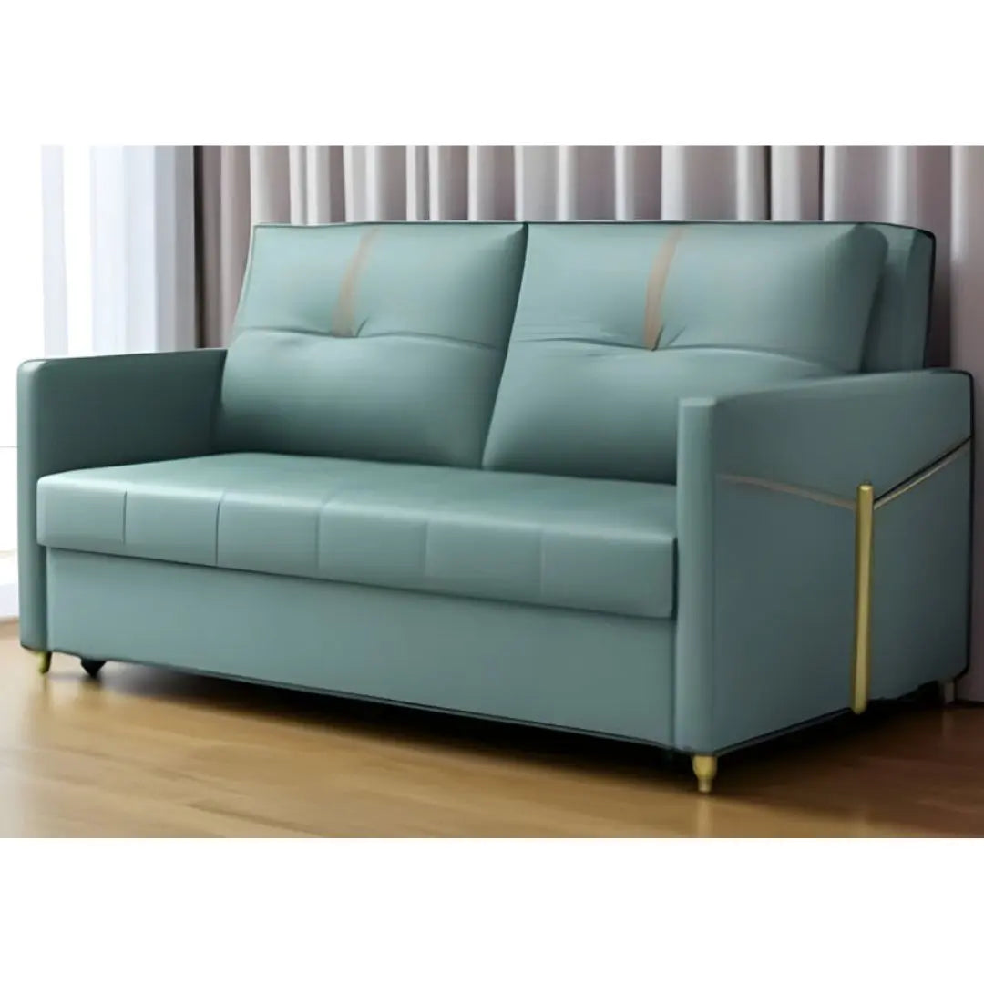 Versatile Sofa Bed with Gold Accents – Available in Blue, Teal, and Grey Grandeur Furnishings