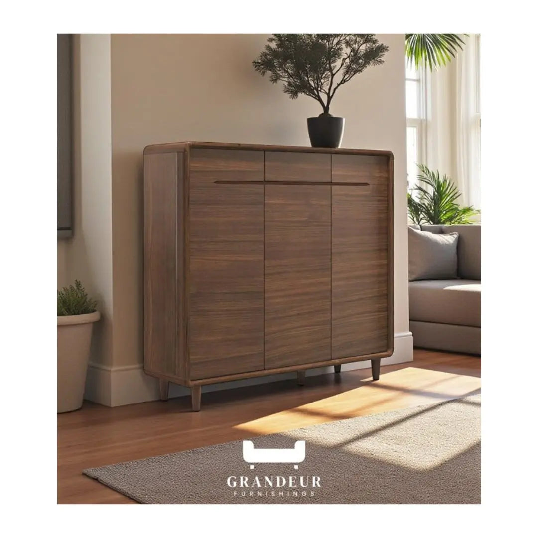 Stylish Gloss White & Walnut Shoe Cabinet - Multiple Sizes Available for Organized Storage Grandeur Furnishings