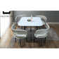 Modern 1+4 Dining Table Set with Sintered Stone Top & 4 Upholstered Chairs Grandeur Furnishings