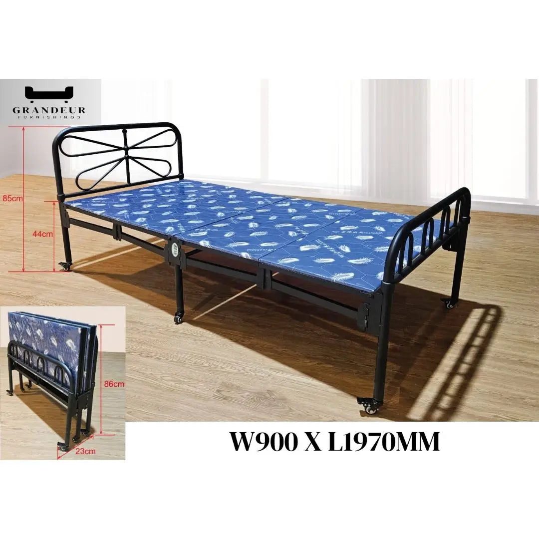 Foldable Bed with Mattress - Convenient and Space-Saving Design Grandeur Furnishings